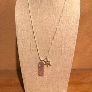 Lucky Brand Bright Silver Toned Necklace with 2 Pendants--NWT!